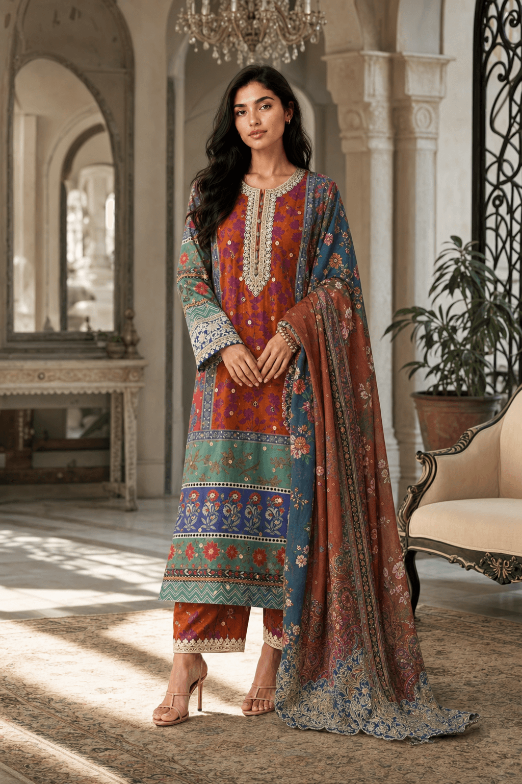3 piece beautiful multi colored heavy patchwork